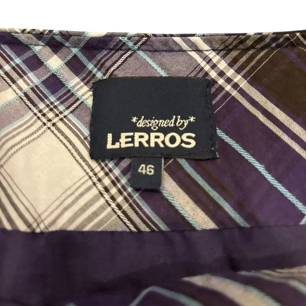 Lerros Purple Plaid A-Line Skirt Size 46/14
